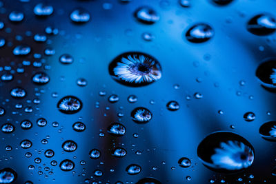 Full frame shot of water drops on glass