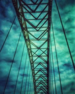 Low angle view of suspension bridge