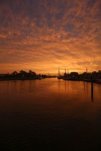 Scenic view of river against sky during sunset