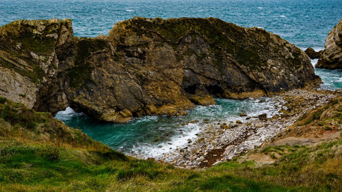 Scenic view of sea and rocks