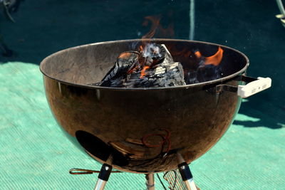 Close-up of fire pit 