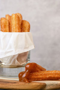 Close-up of food on table