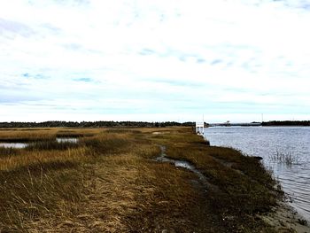 Scenic view of lake against sky