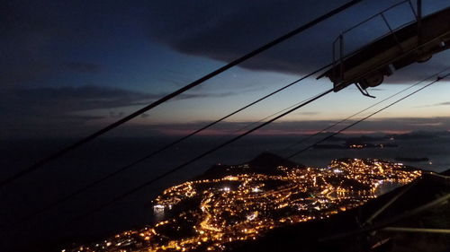 Aerial view of city at dusk