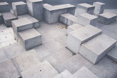 Architectural high angle view of stones on floor