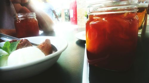 Close-up of food on table