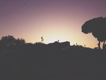 Low angle view of silhouette trees against sky