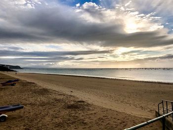 Scenic view of beach against sky