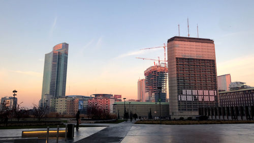 View of buildings against sky during sunset