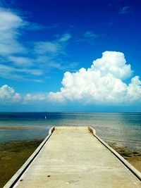 Scenic view of sea against blue sky