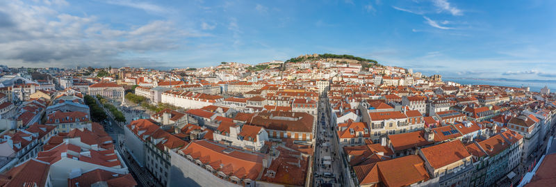 High angle view of townscape against sky