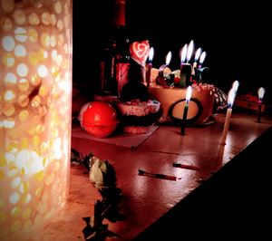 View of candles on table