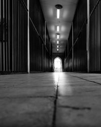 Illuminated corridor in prison