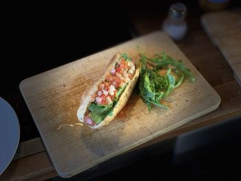 High angle view of food on table