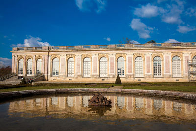 Reflection of building in water