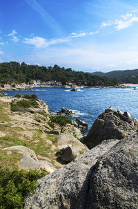 Scenic view of sea against cloudy sky