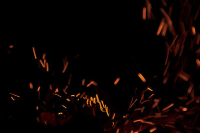 Close-up of fire in the dark