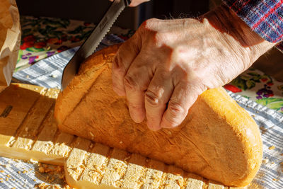 Close-up of man working on table