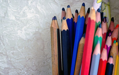 Close-up of colored pencils