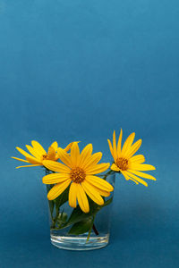 Close-up of yellow flower in vase