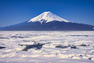 A composite photo nt,fuji and drift ice