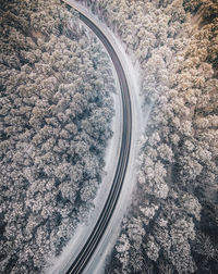 High angle view of winding road on landscape