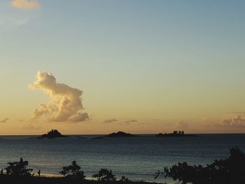 Scenic view of sea against sky at sunset