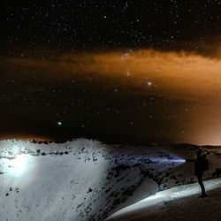 Scenic view of snow covered landscape at night