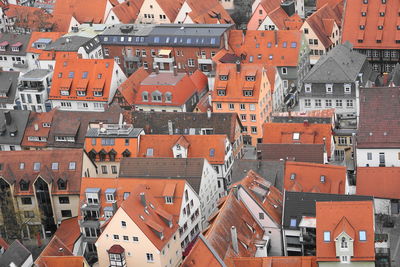 High angle view of buildings in city