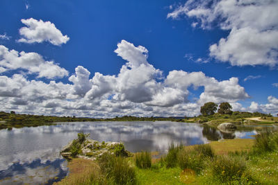 Scenic view of lake against sky