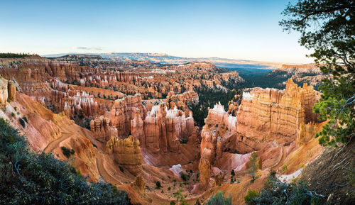 Scenic view of rock formations against sky