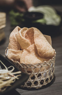 Close-up of bread in basket