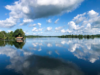 Scenic view of lake against sky