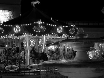 View of illuminated restaurant at night