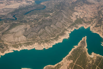 Aerial view of earth from plane aerial shot