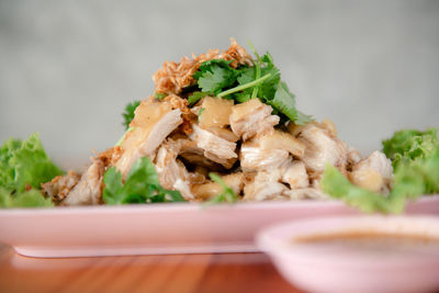 Close-up of food served in plate