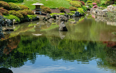 Scenic view of lake by trees