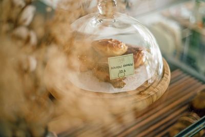 High angle view of food in glass