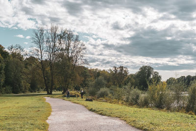 Trees on field against sky