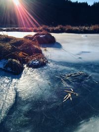 Scenic view of frozen sea against sky