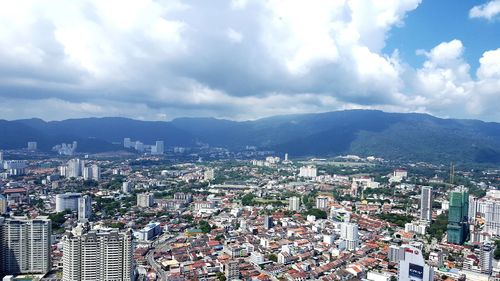 High angle view of cityscape against sky