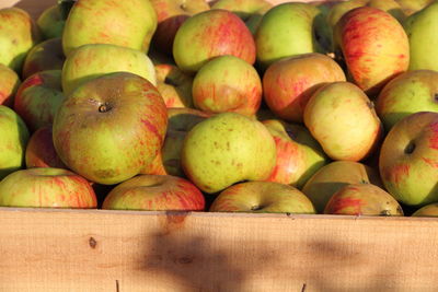 Full frame shot of apples in crate at market stall