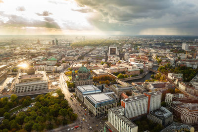 High angle view of townscape against sky