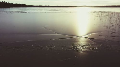 Scenic view of sunset over river