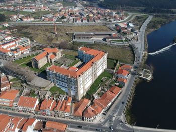 High angle view of cityscape against sky