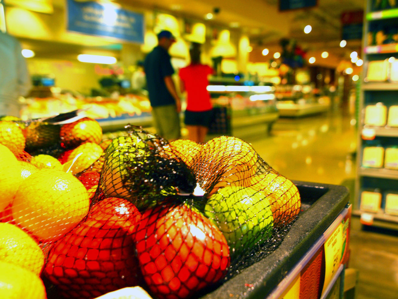 food and drink, food, freshness, healthy eating, retail, market stall, for sale, fruit, market, incidental people, vegetable, indoors, focus on foreground, store, sale, choice, abundance, variation