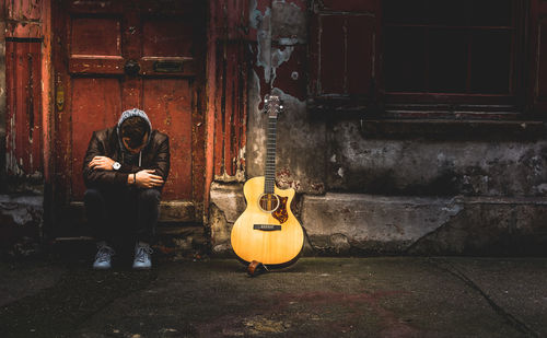 Man sitting at night