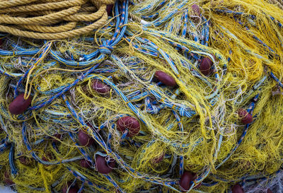 High angle view of fishing net