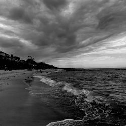 Scenic view of sea against cloudy sky