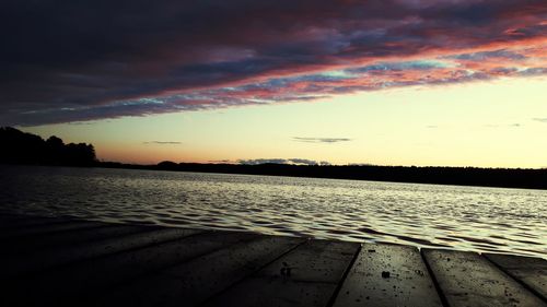 Scenic view of sea against dramatic sky